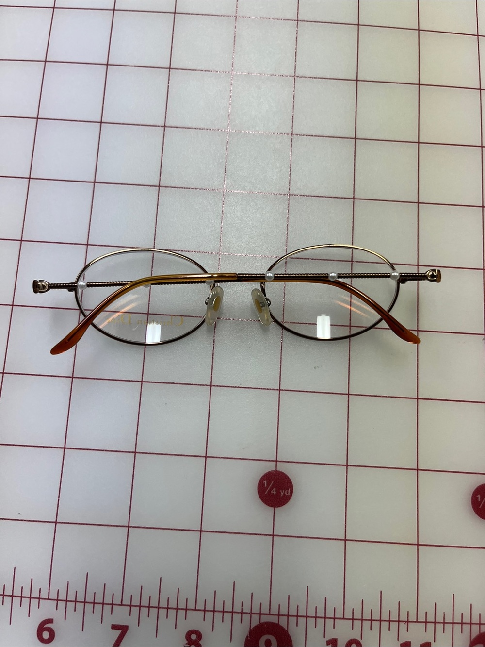 CHRISTIAN DIOR VTG NWOT Pearl Bead Bronze Oval 49x19z135 Classic Eyeglass Frame - Picture 12 of 16